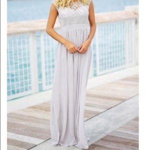 Gray Lace Chiffon Maxi Dress Fancy